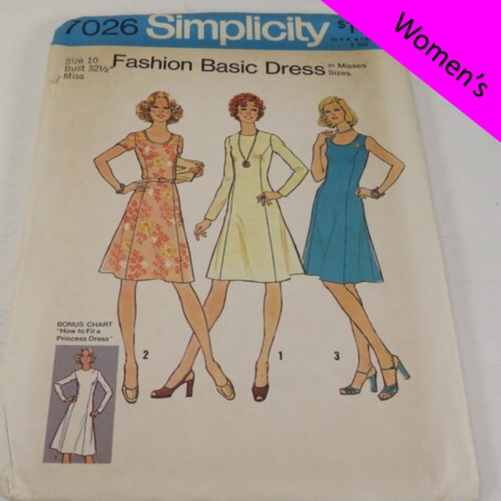 Simplicity 7026 clothing pattern Dress Fitted Size 10